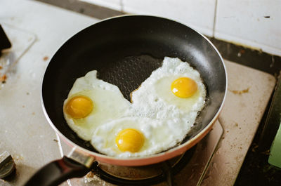 High angle view of breakfast on table