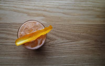 High angle view of orange on table
