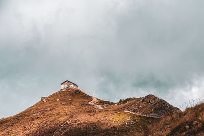 Old refuge in the dolomites , helm hut