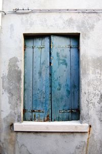 Closed door of old building
