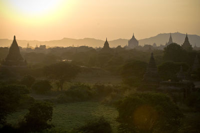 Scenic view of mountains during sunset