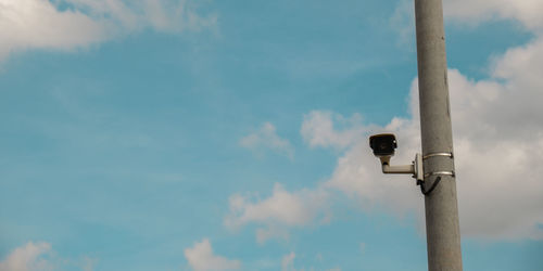 Close-up of security camera on the street. copy space focus on security cctv camera monitoring