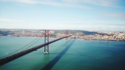 High angle view of bridge over sea