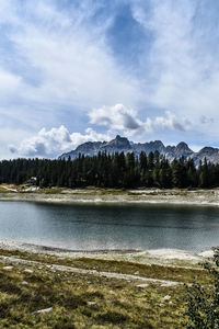 Scenic view of lake against sky