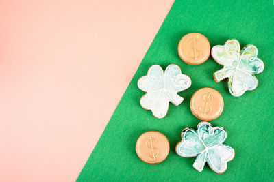 High angle view of paper decoration on table