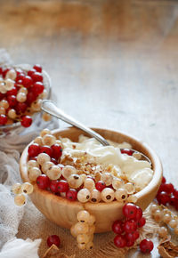 Close-up of strawberries on table