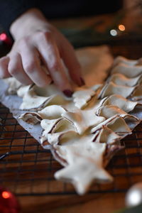 Puff pastry filled with nut cream in the shape of a christmas tree