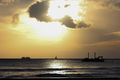 Scenic view of sea against sky during sunset