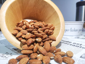 Close-up of coffee beans on table