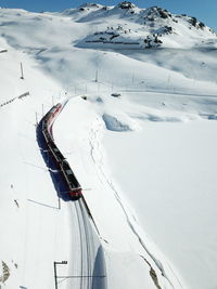 Aerial view of snow covered landscape