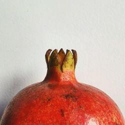 Close-up of red apple against white background