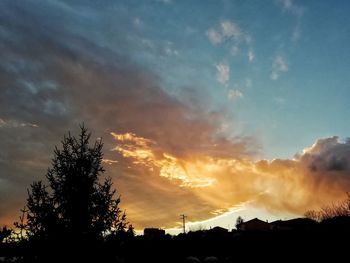 Low angle view of silhouette trees against sky at sunset