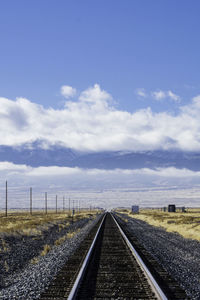 A rail disappears at the horizon. 