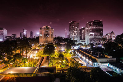 Illuminated cityscape at night