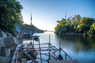 Scenic view of river against clear sky