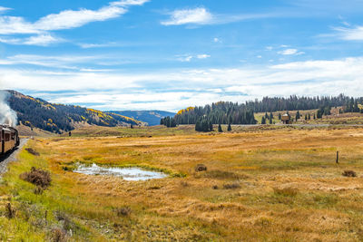 Scenic view of field against sky