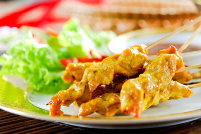 Close-up of served food in plate