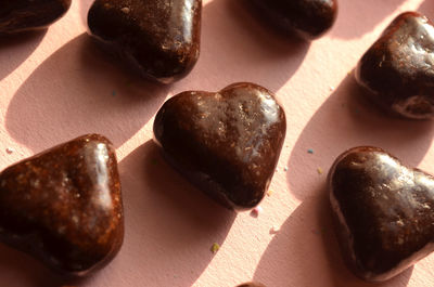 Close-up of heart shape on table