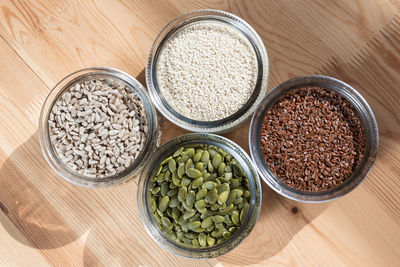 High angle view of food on table