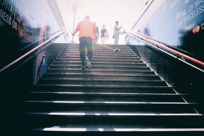 People walking on steps