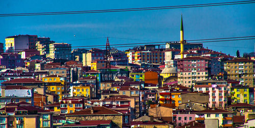 Buildings in city against cloudy sky