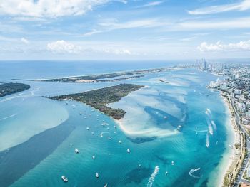 High angle view of sea against sky