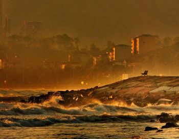 Scenic view of sea against sky during sunset