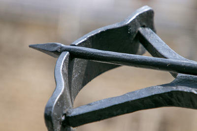 Close-up of metal crossbow