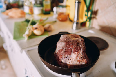 Close-up of food in kitchen