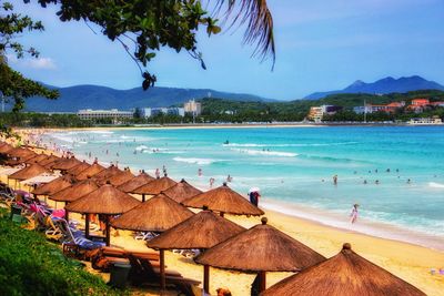 Scenic view of beach against sky