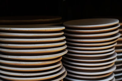 Close-up of stacked plates