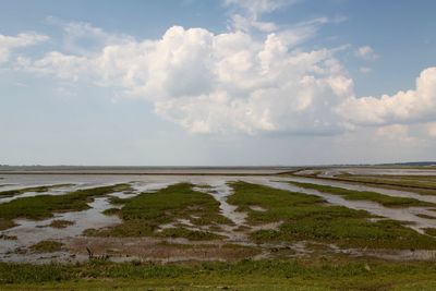 Scenic view of landscape against cloudy sky