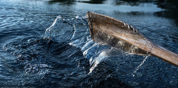 View of oar in water