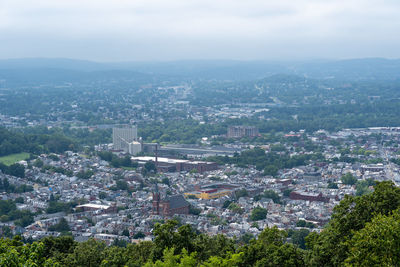 High angle view of townscape against sky