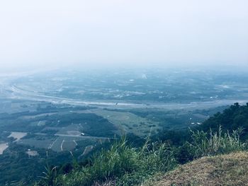 High angle view of landscape against sky