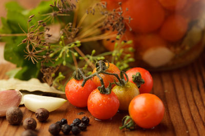 Close-up of fruits on table