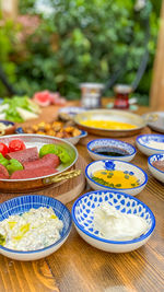 High angle view of food on table