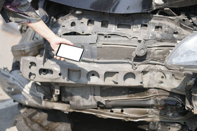 Man working in car