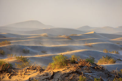 Scenic view of mountains against sky during sunset