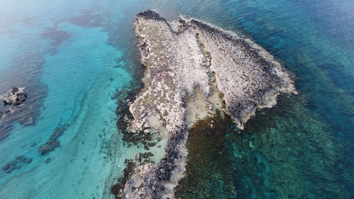 High angle view of rocks on beach