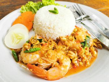 Close-up of meal served in plate