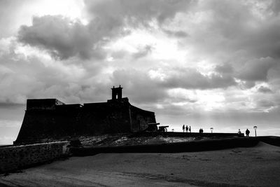 Low angle view of fort against sky