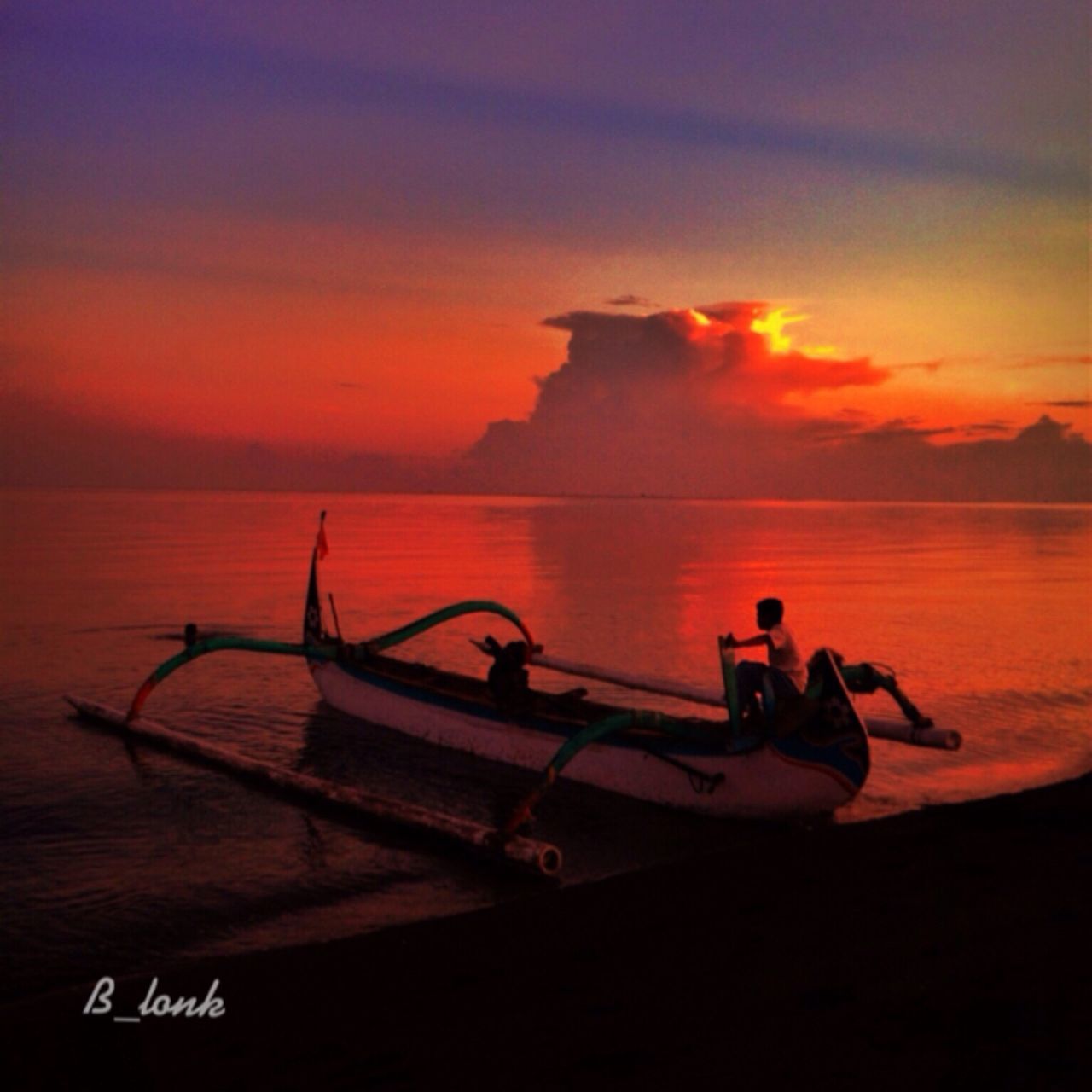 sunset, water, nautical vessel, boat, sky, orange color, sea, transportation, scenics, tranquility, mode of transport, silhouette, leisure activity, tranquil scene, beauty in nature, lifestyles, cloud - sky, nature