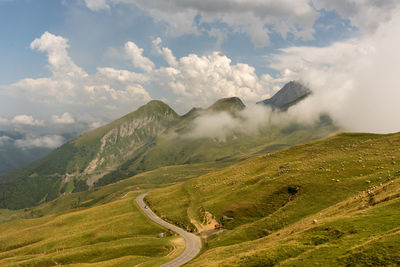 Scenic view of mountains against sky