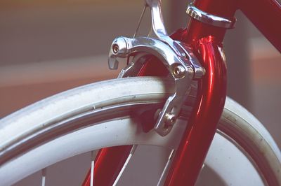 Close-up of red bicycle