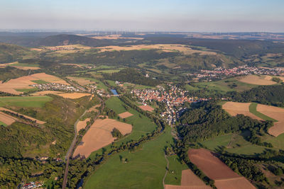 Aerial view at a landscape in germany, rhineland palatinate near bad sobernheim