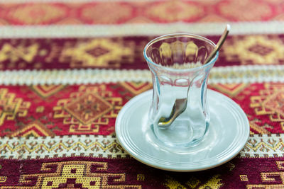 Close-up of drink in glass on table