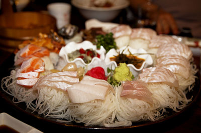 Close-up of food served in plate