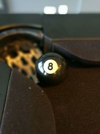 High angle view of pool on table