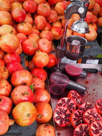 High angle view of fruits for sale in market